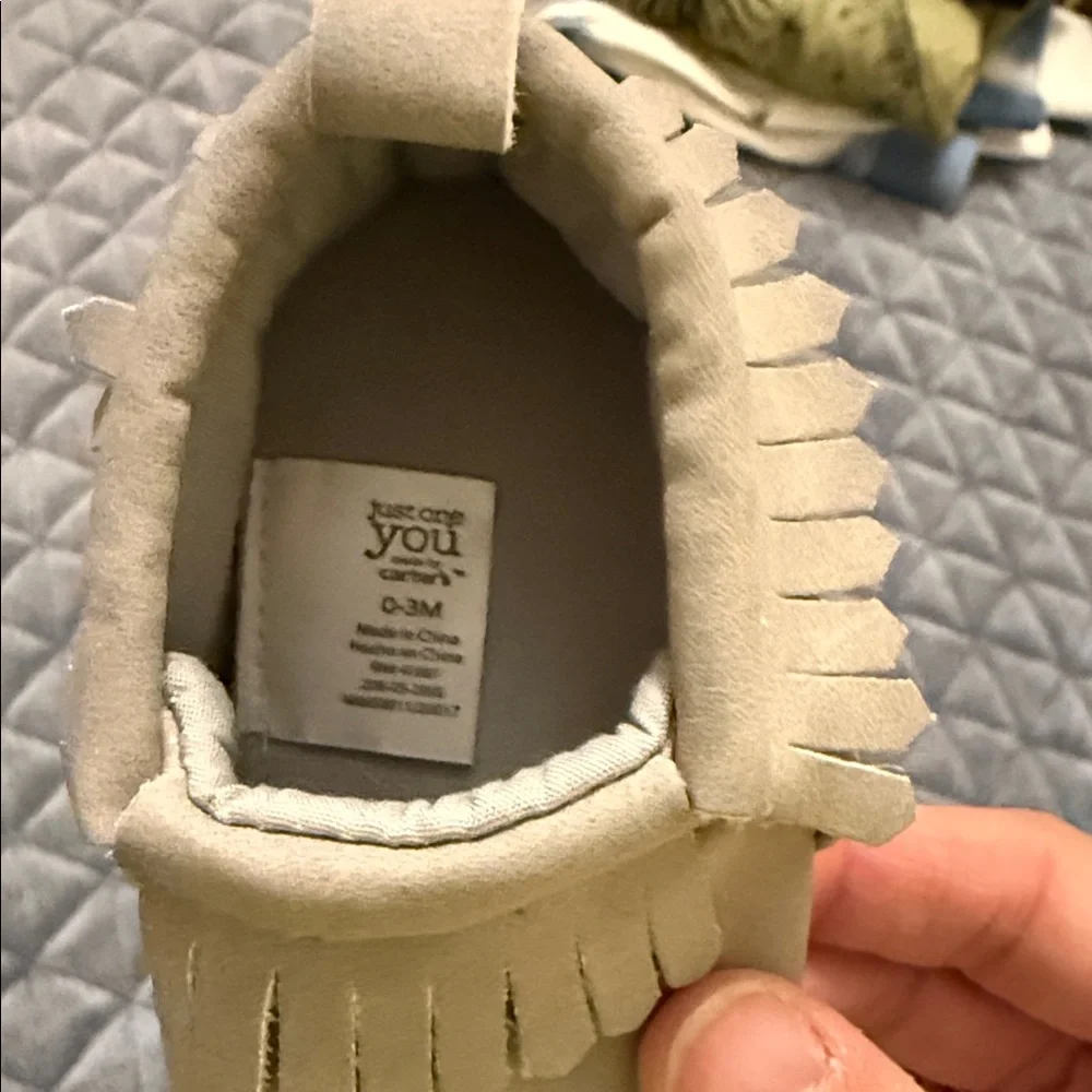 Carter's Gray Fringe Baby Moccasins